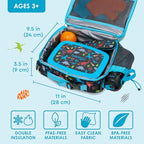 Bentgo Kids Lunch Bag - Durable, Double-Insulated Lunch Bag for Kids 3+; Holds Lunch Box, Water Bottle, & Snacks; Easy-Clean Water-Resistant Fabric & Multiple Zippered Pockets (Dinosaur)