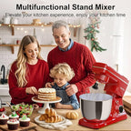 Stand Mixer, 10-Speed Kitchen Electric Mixer, 6QT Food Mixer with 8-in-1 Splash Guard, Dishwasher-Safe Dough Hook/Whisk/Beater/Spatula, Dough Mixers for Baking, Red