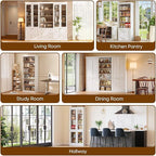 70.8" Tall Farmhouse Kitchen Pantry Cabinet, Modular Storage Cabinet with 6-Tier Adjustable Shelves, White, Wooden Hutch for Living Room, Kitchen