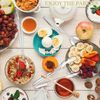 Dualshine 24 Pcs Disposable Clear Plastic Serving Utensils, 8 Set Including Plastic Serving Spoons, Tongs, and Forks for Dinner Parties, Buffets, Banquets, Events, Weddings, and Daily Use