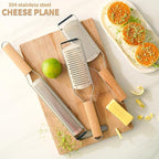 Professional Cheese Graters for Kitchen Stainless Steel Handheld,Durable Rust-Proof Metal Lemon Zester Grater With Wood Handle for Cheese,Chocolate,Spices,Kitchen Gadgets (Wideboard)