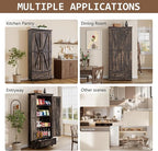 Farmhouse Kitchen Pantry Cabinet, 72" Tall Storage Cabinet with Adjustable Shelves & Barn Doors, Freestanding Kitchen Cupboard for Dining Room, Living Room, Dark Rustic Oak