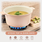 Gotham Steel 5 Qt Lightweight Ceramic Dutch Oven Pot with Lid, Nonstick Sourdough Dutch Oven for Bread Baking, 10 in 1 Stock Pot Ovens for Pasta, Spaghetti, Bread and More, Pots for Cooking