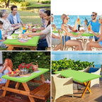 homing Rectangle Table Cloth Cover, Waterproof Polyester Elastic Fitted Tablecloth, Fits for 8 Foot Folding Tables, Washable Table Protector for Picnic, Camping, Outdoor (Lime Green, 30" x 96")