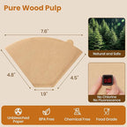 200 Count #4 Cone Coffee Filters 8-12 Cup, Unbleached Natural Coffee Paper Filters, No Blowout, Disposable Coffee Filter for Pour Over and Drip Coffee Maker