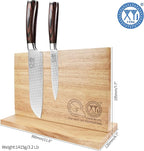 XYJ Authentic Since 1986, Magnetic Knife Block, Double Side Kitchen Knife Holder, Natural Wood, Knife Cutlery Display Stand, Organizer Storage Rack for Home Kitchen