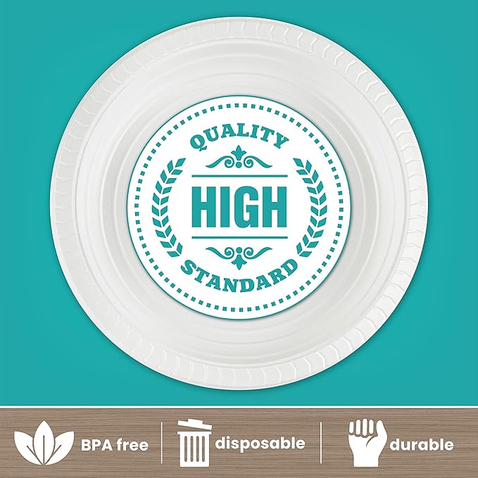 PLASTICPRO Round Plastic 12 ounce Bowls Microwaveable, Disposable, White, Dinnerware 200 Count