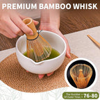 Matcha Whisk Set, 7 Pcs Matcha Kit with Matcha Bowl, Spout, Whisk and Holder, Bamboo Scoop and Stainless Steel Sifter, Japanese Matcha Set for Ceremony, Gift for Matcha Lover