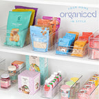 Plastic Food Storage 6 Pack Clear Container Bin with Handles for Organizing Kitchen, Pantry, Fridge, Freezer, Pantry,Bathroom. 10"x6"x5"