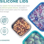 U Konserve Stainless Steel Food Storage Bento Box Container, Leak Proof Silicone Lid Dishwasher Safe - Plastic Free (50oz Clear)
