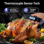 Lonicera Digital Meat Thermometer for Food Cooking. Instant Read Within 1 Sec and ±0.9℉Accuracy with Thermocouple Sensor. IP67 Waterproof, Auto-Rotating Display, Auto Wake up (Blueberry)