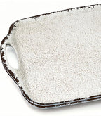 TP Serving Trays with Handles, 19 Inche Large Rectangular Melamine Serving Platter Set of 2, Rustic White