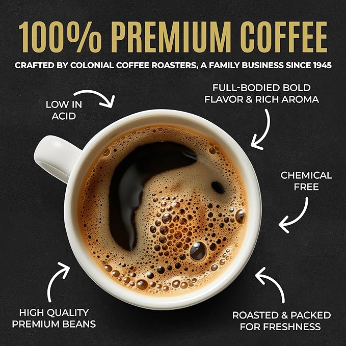 Colonial Coffee 32 Count Single Pot Coffee Packets – 100% Arabica Vanilla Flavored Medium Roast | Pre-Measured Frac Packs for 12 Cup Maker | Bulk Ground Gourmet Coffee for Home & Office