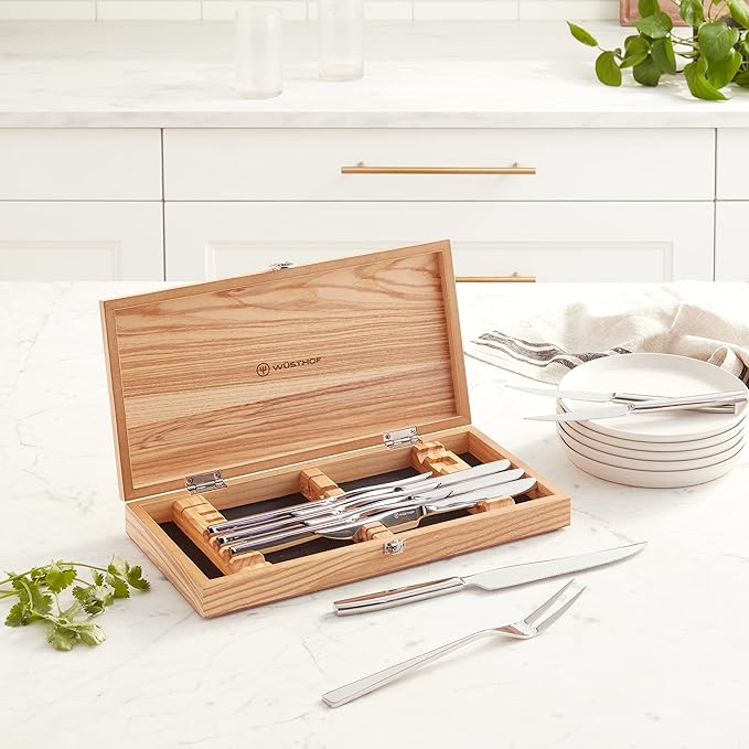 Wüsthof 10-Piece Stainless Steak and Carving Knife Set, Olivewood