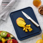 KitchenAid Classic Plastic Cutting Board with Perimeter Trench and Non Slip Edges, Dishwasher Safe, 8 x 10 inch, Ink Blue
