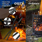 Heavy Duty Fire Tongs Firewood Grabber Tool with Scissor Shape Serrated, Bonfire, Campfire Fire Pit Log Claw Tongs (Black)