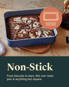 Caraway 9” Square Pan Duo - Non-Stick Ceramic Coating - Free From Forever Chemicals - Cake Pan Perfect for Brownies, Lemon Bars, & More - Navy