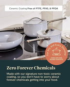 Caraway Non-stick Ceramic Cookware Set (12 Piece) Pots, Pans, Lids and Kitchen Storage - PFAS & PFOA Free - Oven Safe Pan Set & Compatible with All Stovetops - Navy