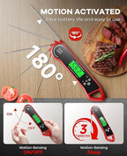 Meat Thermometer Digital, Instant Read Thermometer with Backlight, Calibration & Hold Function, Waterproof Food Thermometer for Kitchen and Outside, BBQ, Turkey, Candy, Liquids, Beef (red)