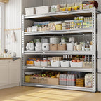 REIBII Garage Shelving, 5 Tier Storage Shelves Load 3020LBS, Adjustable Garage Shelving Heavy Duty, Metal Shelves Unit for Basement, Warehouse, 48" W x 72" H x 24" D, Galvanized