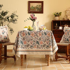 ISAENNE Designer Boho Floral Long Rectangle Tablecloth,Linen Lotus Flower Pattern Colorful Indoor Table Cloth,Durable Decor Tablecloths for Dining Thanksgiving Kitchen Christmas,63"*94"-Hazel A