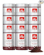 Illy Ground Espresso Coffee, Intenso Bold Roast - Bold & Flavorful - 100% Arabica - Pre-Ground for Espresso - Pressurized Packaging Sealed for Freshness - 8.8oz - (Pack of 12)