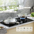 DELARLO Tri-ply Stainless Steel Frying Pan Set with Lid 8"10"12" Induction large Skillets Chef's Pan,Pots and Pans Set Kitchen Cookware Set Suitable for All Stove