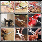Stainless Steel Heavy Duty Kitchen Scissors - 2 Pack Multipurpose Food Scissors, Poultry & Meat Shears