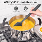 U-Taste Extra-Long 600ºF Heat Resistant Spatula Spoon: 14" Silicone Spoonula Cooking Utensils for Kitchen Use, Non-Stick Scoop Scraper with Soft Edge & Firm Core for Baking, Mixing, Serving (Black)