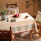 patdrea Designer French Tablecloth for Rectangle Table,Vintage Linen Trees Pattern Beige Tablecloths,Decoration Table Cover for Kitchen Dining Christmas,Thanksgiving,55"x87"-Tatiana D