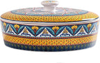 Bico Havana Ceramic Tortilla Warmer, 8.9 Inch Tortilla Holder with Lid for Taco Bread Pancake for Mexican Night and Party, Microwave and Dishwasher Safe