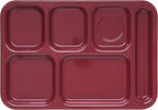 Carlisle FoodService Products Right Hand 6-Compartment Melamine Tray 14.5" x 10" - Dark Cranberry (Pack of 12)