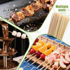 200PCS 6 inch Bamboo Skewers for BBQ,Appetizer,Fruit,Cocktail,Chocolate Fountain,Kitchen, Grilling,Crafting and Party. More Size Choices 6"/8"/10"/12"/36"