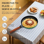 YUTANN 12 Inch Cast Iron Skillet,Pre-Seasoned Large Nonstick Enameled Frying Pan, PFOA&PFAS-Free, Detachable Scald-resistant Wooden Handle, Easy to Clean,Stovetop and oven compatible