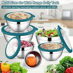 LIANYU Stainless Steel Mixing Bowls, 6 Packs Deep Metal Nesting Bowls Set for Baking Cooking Serving Prepping, Large& Small 7, 3.5, 2.5, 2, 1.5, 1QT Size, Include Visible Airtight Lid, Dark Blue
