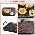 Vayepro 2 Burner Griddle Pan with Glass Lid, Nonstick Stovetop Griddle for Gas & Glass Cooktops, Aluminum Camping Grill Pan for Breakfast