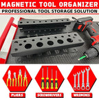 ULIBERMAGNET Magnetic Screwdriver Holder,Magnetic Wrench Holder,Heavy Duty Black Metal Tool Storage Organizer,Set of 2 Magnetic Mount Tool Holder for Garage,Workbench,Tool Cart,PegBoard