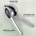 Zulay Kitchen Extra Large Lemon Squeezer Stainless Steel - Easy Squeeze Heavy Duty Lemon Juicer Hand Press - Ergonomic Citrus Squeezer & Fruit Juicer for Small Oranges, Lemons, & Limes - Silver