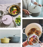Vermicular Oven Pot 2.0 | Lightweight Enameled Cast Iron Pot | 22cm (3.7 Qt) | Non-Toxic | Induction-compatible | Dutch Oven | Made in Japan | Matte Linen Beige