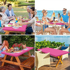 homing Rectangle Table Cloth Cover, Waterproof Polyester Elastic Fitted Tablecloth, Fits for 5 Foot Folding Tables, Washable Table Protector for Picnic, Camping, Outdoor (Rose Pink, 30" x 60")