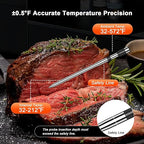 Wireless Meat Thermometer with Smart Timer & APP Alerts, 800ft Bluetooth Grill Food Thermometer, 4 X 0.19In Ultra Thin Probes, ±0.5℉ Accuracy, Big Digital Backlit Screen, for BBQ, Oven, Smoker