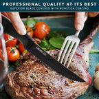 Home Hero Steak Knife Set - Nonstick Serrated Steak Knives - Stainless-Steel Kitchen Knife Set - Ergonomic TPR Handles for Precision Meat Carver - 6-Pc Set, Black