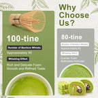 5Pcs Matcha Whisk Set, 18OZ Bowl With Spout, Japanese Ceremony Matcha Whisks Kit, 100% Natural Bamboo Whisk, Ceramic Whisk Holder (Green), Stainless Sifter, Tea Scoop, Gift for Matcha Lovers Beginner