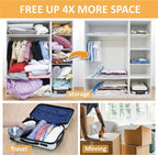 10 Jumbo Vacuum Storage Bags, Space Saver Bags Compression Storage Bags for Comforters and Blankets, Vacuum Sealer Bags for Clothes Storage, Hand Pump Included