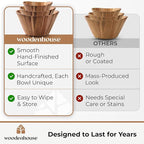 Wooden Salad Bowl Set, Salad Bowls Set of 3 - Wavy Design Salad Bowl Set for Serving, Handmade, Durable and Stylish Natural Wood Dining Accessory by Woodenhouse