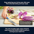 Misen 8" Chef Knife – High Carbon Japanese AUS-10 Stainless Steel – Hybrid German & Japanese Blade – Precision Kitchen Knife for Professionals & Home Cooks – Ultimate Cutting Performance - Blue