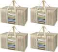 BALEINE 4-Pack Oversized Moving Bags with Reinforced Handles, Heavy-Duty Storage Tote Moving Supplies for Packaging, Camping (Color Stripe, 4-Pack)