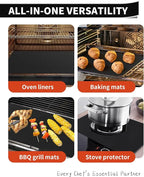 Large Roll-Up Oven Liners – 17” x 75” Non-Stick, Reusable Heavy Duty Mats for Oven Bottom, Toaster & Oven Types – BPA & PFOA Free Kitchen Accessory (Black)