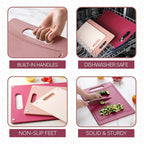 COOK WITH COLOR Non-Slip Cutting Board Set – Kitchen Essentials with Easy Grip Handle for Meat, Veggies, and Fruits, 3 Cutting Boards, Rose