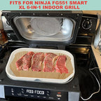 Griddle Pan and Air Fryer Liners for Ninja Foodi FG551/DG551 Smart XL 6-in-1 Grill Accessories, Non-Stick Upgraded Ceramic Cooking Pot for Ninja Foodi DG551 Replacement Parts, 100 PCS Parchment Paper